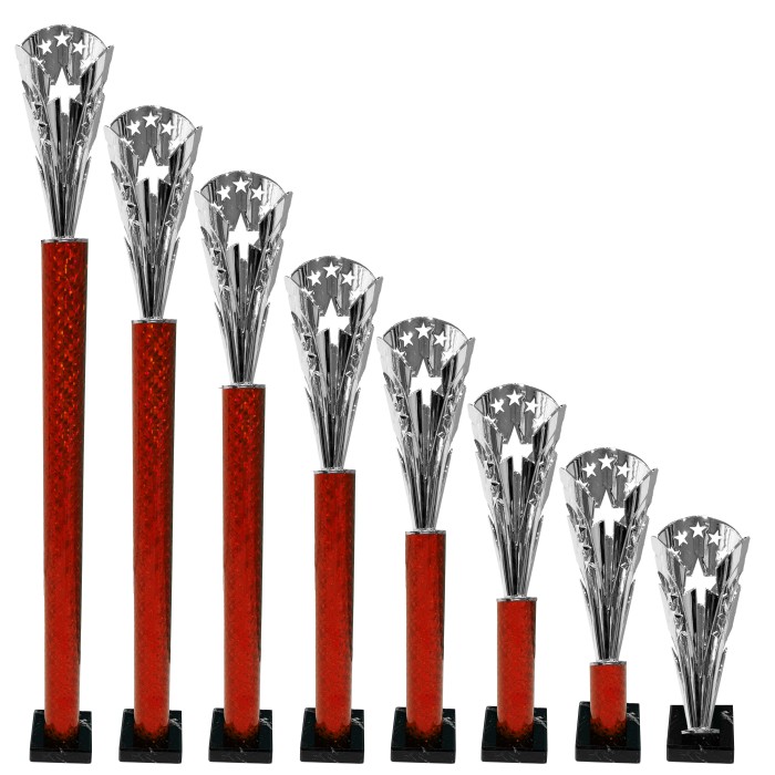 LARGE SILVER STAR CUP PLASTIC TROPHY  - 8 SIZES